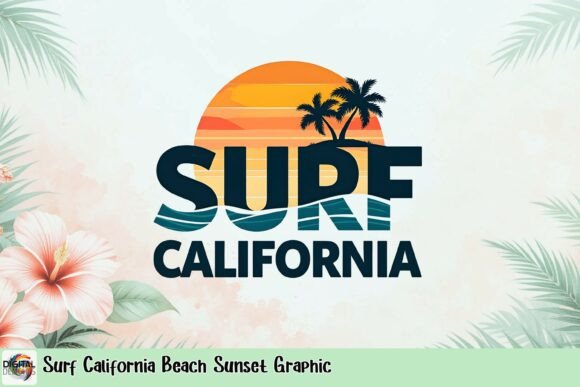 Capture Coastal Energy: The Surf California Beach Sunset Graphic