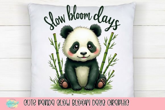 Cute Panda Slow Bloom Days Graphic: A Design Asset for Mindful Brands