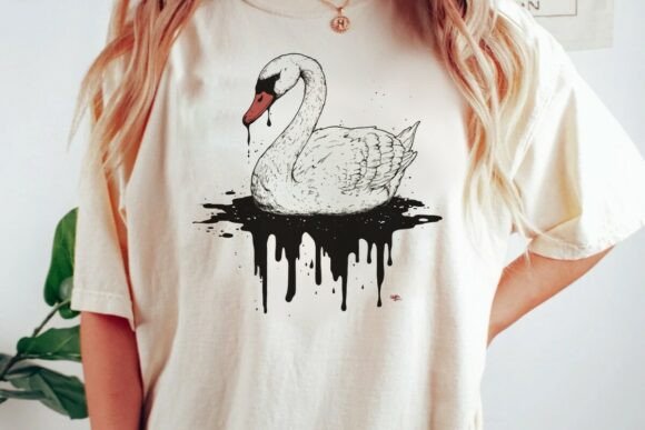 Dripping Black Swan Graphic Png: The Edgy Design Asset
