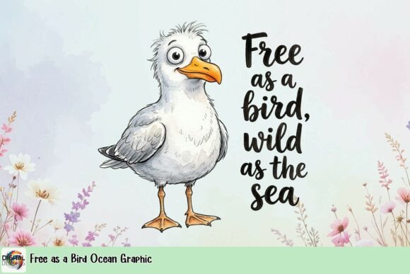 Embrace Coastal Charm: The Free As a Bird Ocean Graphic