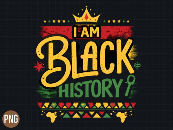 Embrace Heritage: I Am Black History Crown Graphic PNG