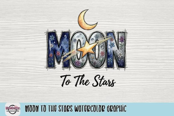 Moon to the Stars: A Watercolor Graphic for Dreamy Designs