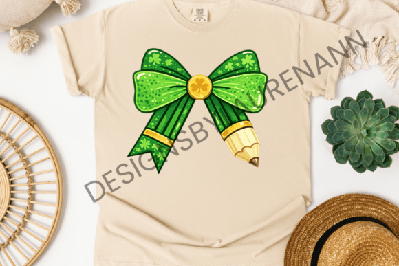 Shamrock Pencil Bow Graphic: A Creative Asset for Your Projects