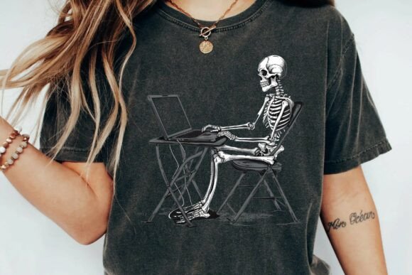 Skeleton Laptop Meme PNG: The Perfect Design Asset for Waiting