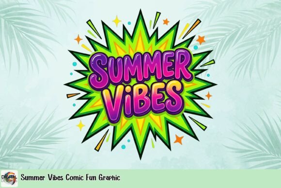 Summer Vibes Comic Fun Graphic: Instant Energy for Your Designs