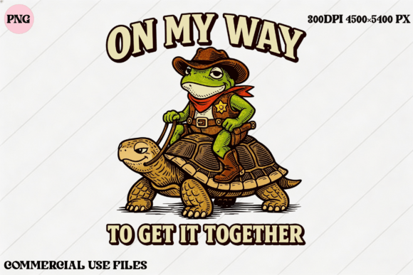 Unleash Whimsy with the Frog Cowboy Riding Turtle Graphic